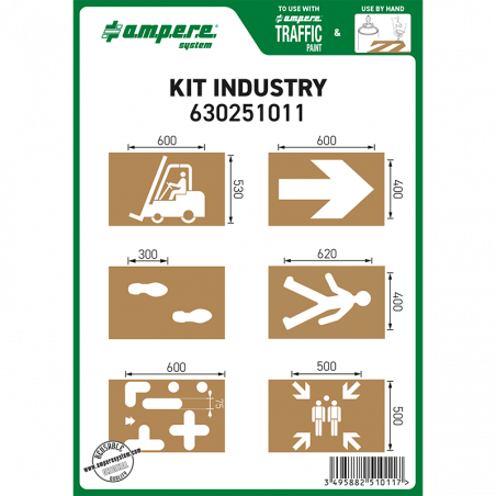 Kit of 6  Industrial floor marking stencils