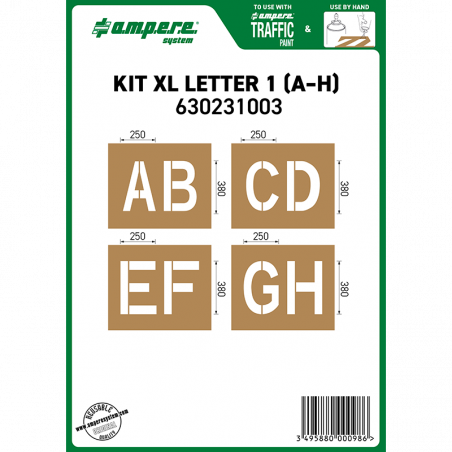 XL 380 letter stencil kit A-H