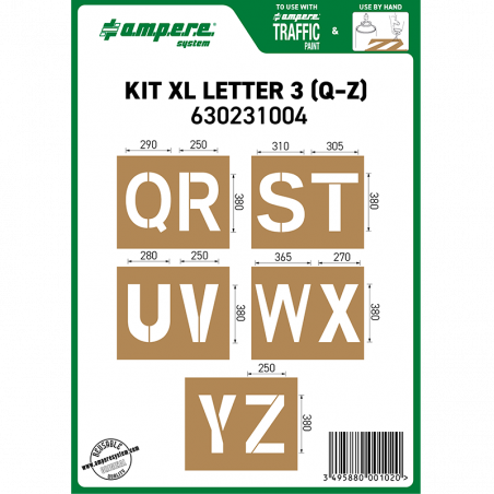 XL 380 letter stencil kit Q-Z
