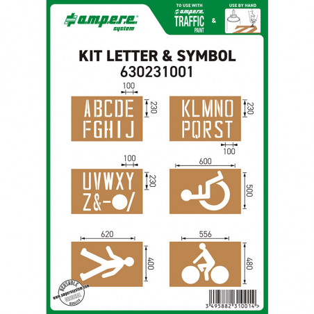 KIT 6 Stencils of letters and traffic symbols